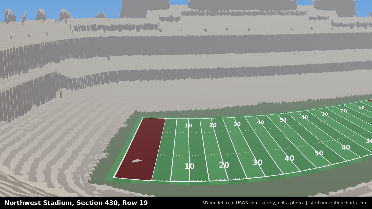 View from Northwest Stadium Section 430, Row 19, looking toward the field