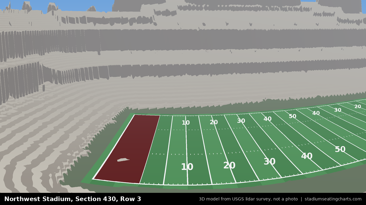View from Northwest Stadium Section 430, Row 3, looking toward the field
