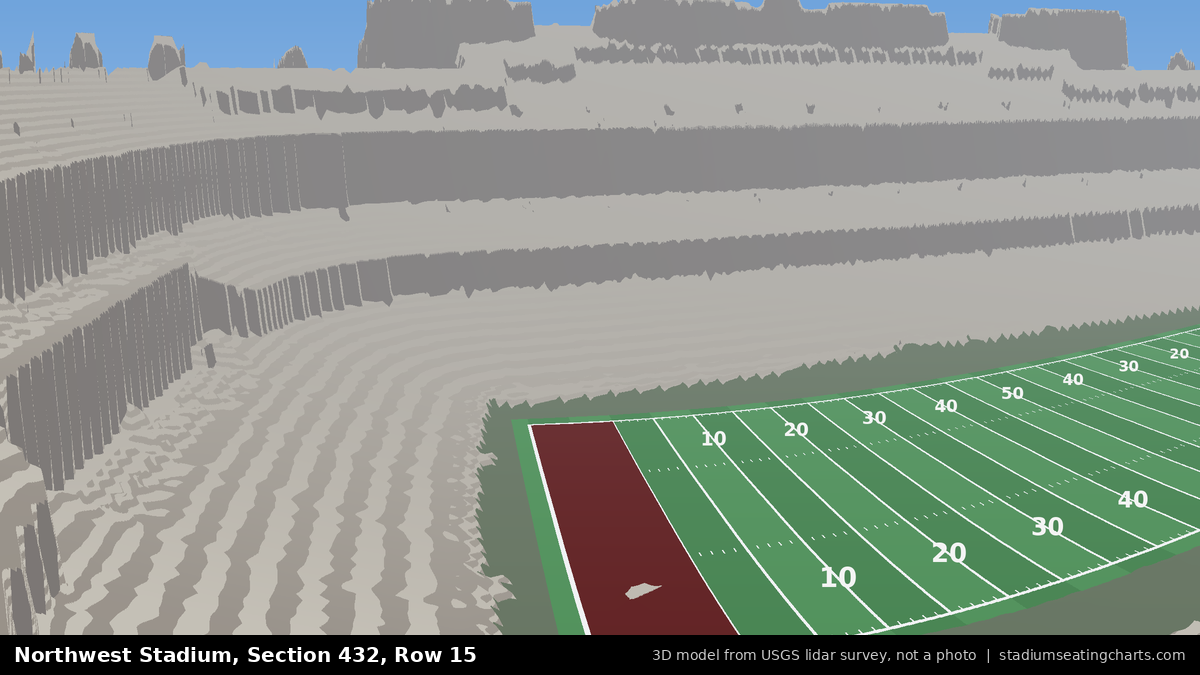 View from Northwest Stadium Section 432, Row 15, looking toward the field