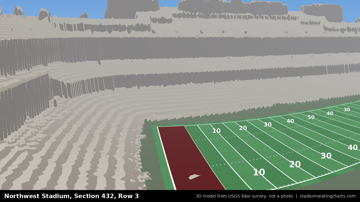 View from Northwest Stadium Section 432, Row 3, looking toward the field