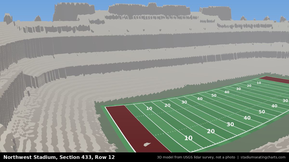 View from Northwest Stadium Section 433, Row 12, looking toward the field
