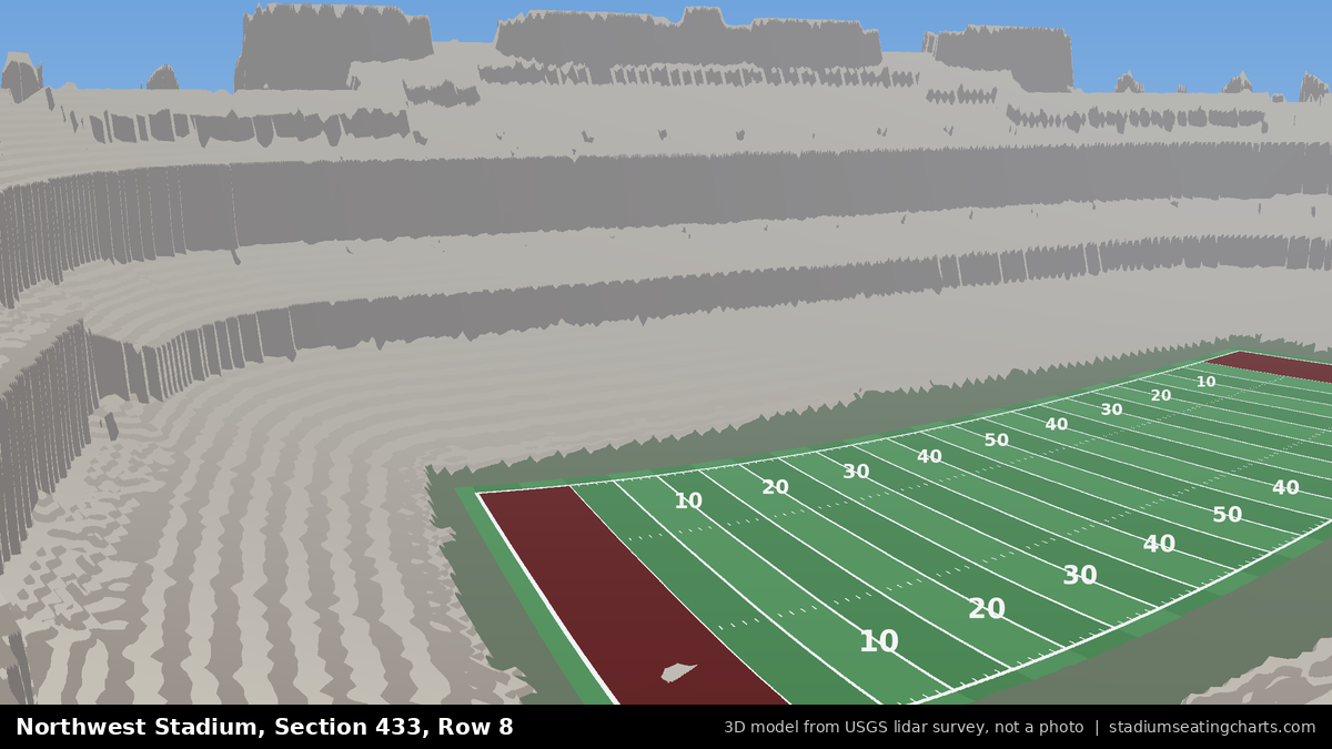 View from Northwest Stadium Section 433, Row 8, looking toward the field