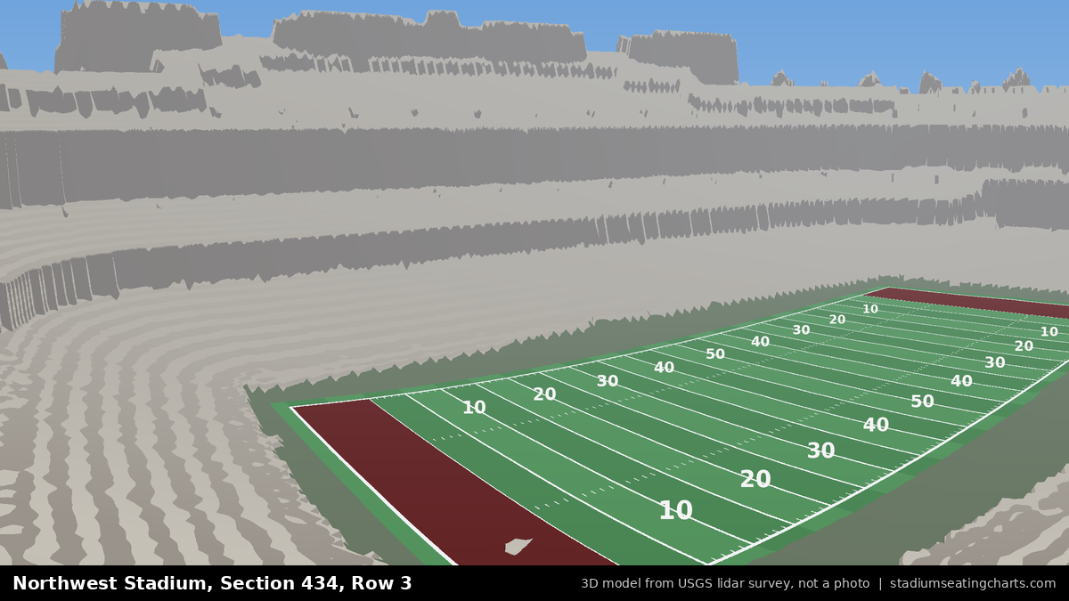 View from Northwest Stadium Section 434, Row 3, looking toward the field