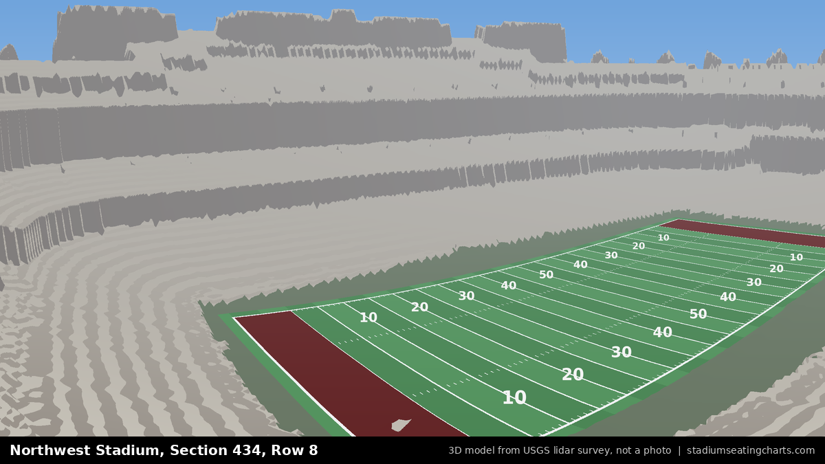 View from Northwest Stadium Section 434, Row 8, looking toward the field
