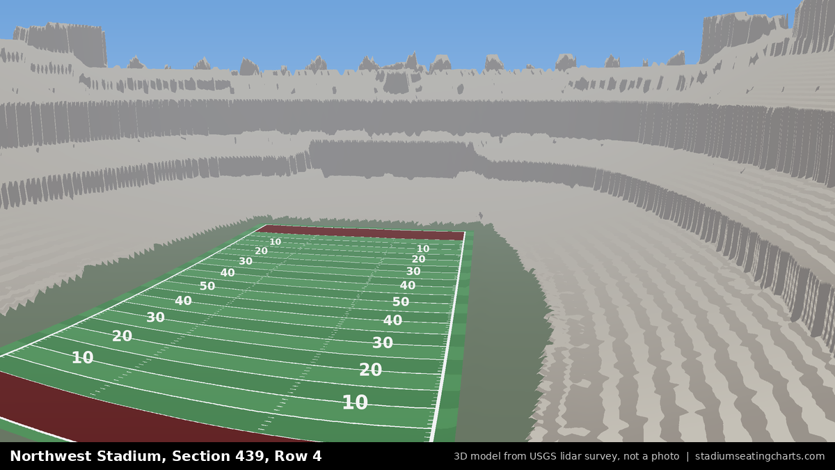 View from Northwest Stadium Section 439, Row 4, looking toward the field