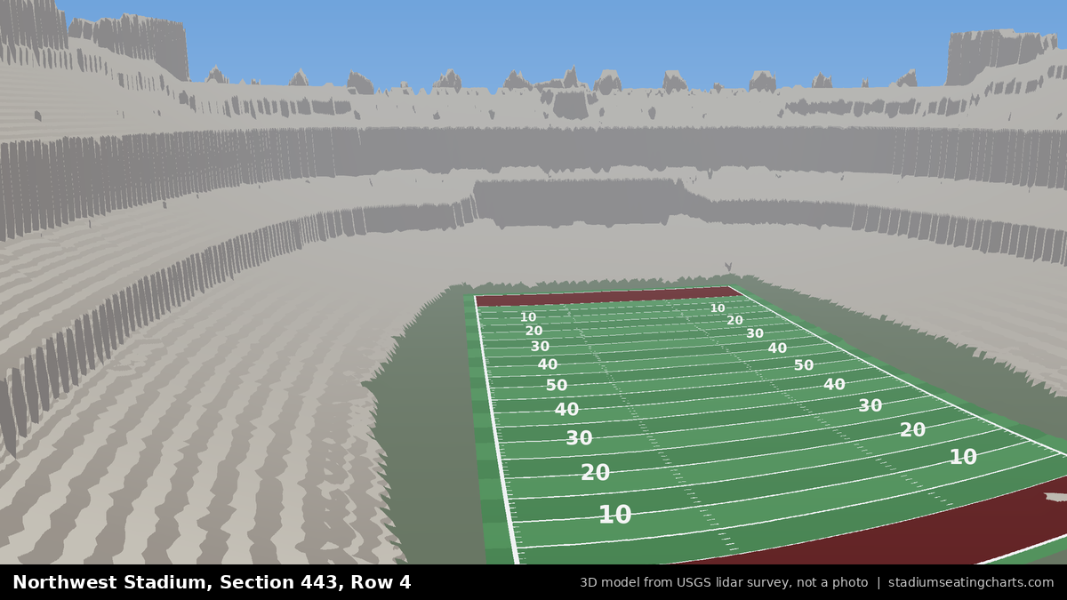 View from Northwest Stadium Section 443, Row 4, looking toward the field