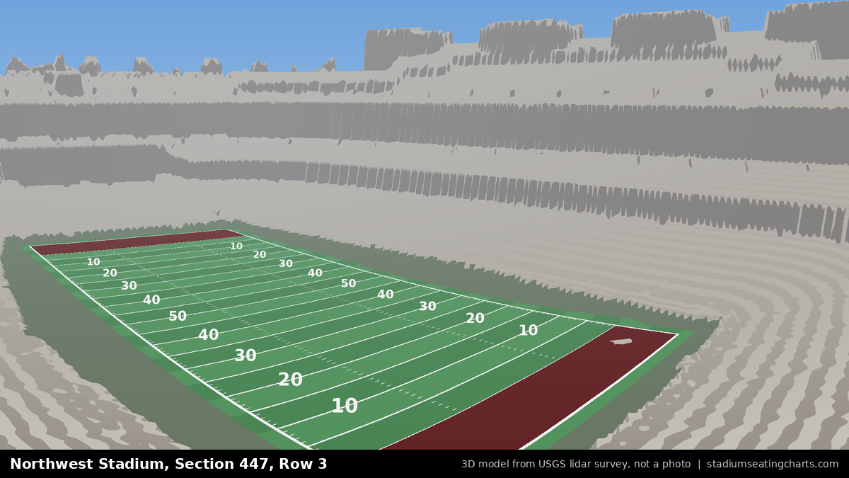 View from Northwest Stadium Section 447, Row 3, looking toward the field