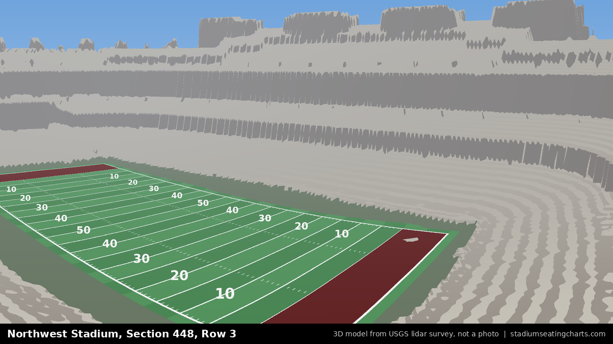 View from Northwest Stadium Section 448, Row 3, looking toward the field