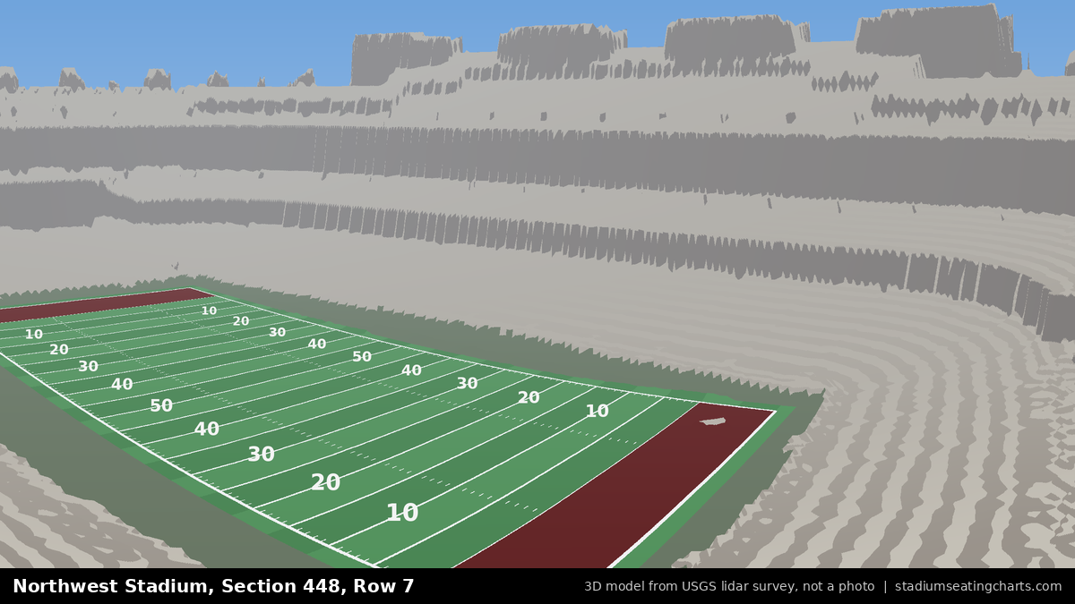 View from Northwest Stadium Section 448, Row 7, looking toward the field
