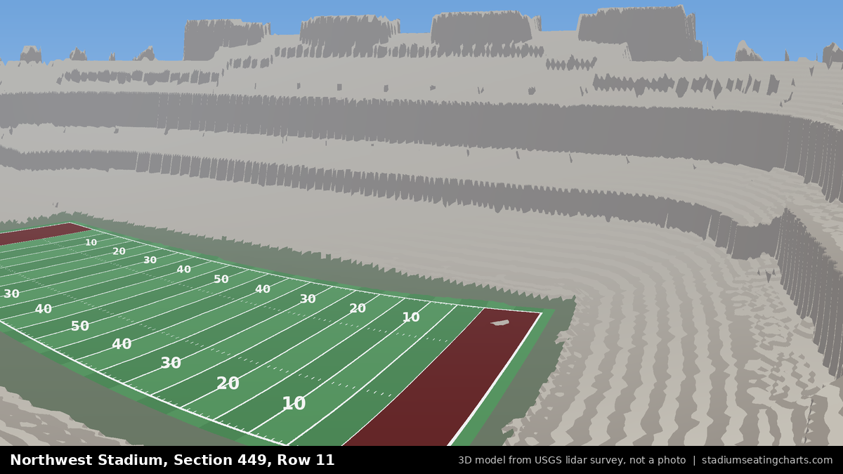 View from Northwest Stadium Section 449, Row 11, looking toward the field