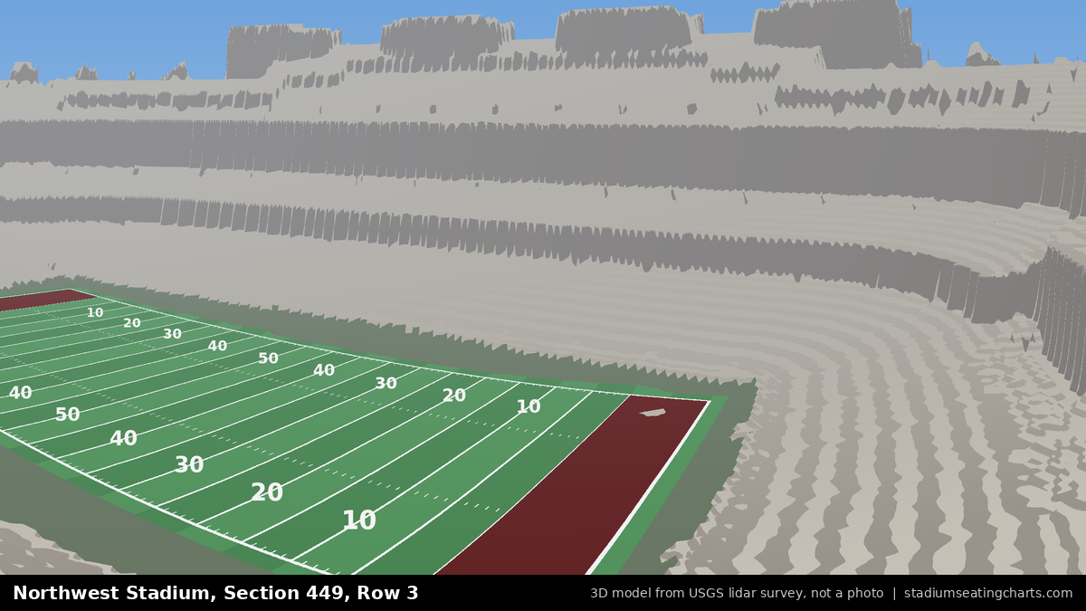 View from Northwest Stadium Section 449, Row 3, looking toward the field