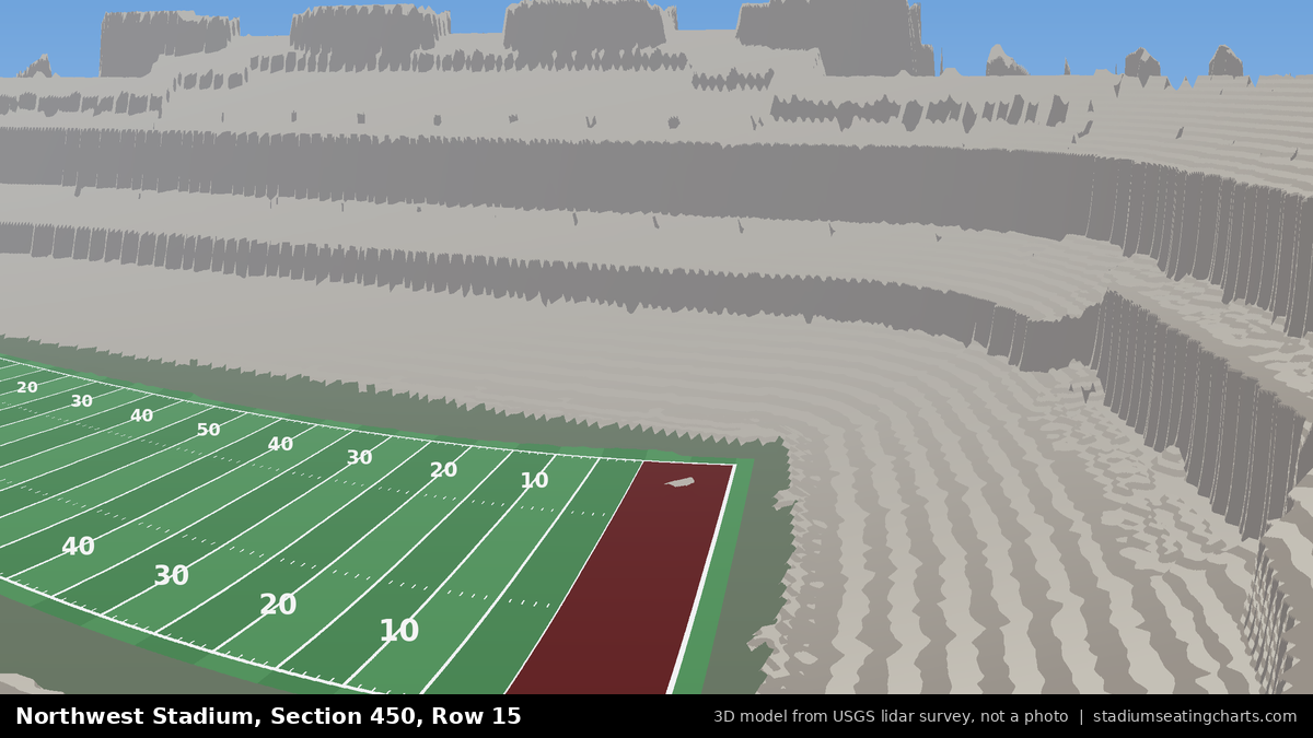 View from Northwest Stadium Section 450, Row 15, looking toward the field