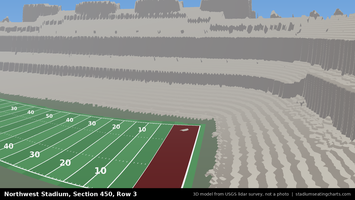View from Northwest Stadium Section 450, Row 3, looking toward the field