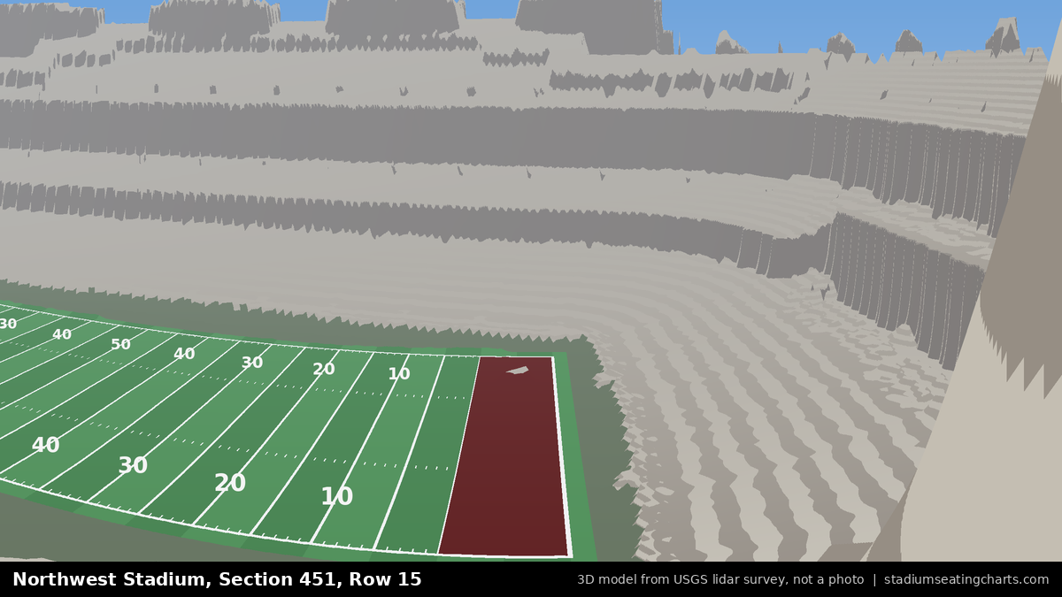 View from Northwest Stadium Section 451, Row 15, looking toward the field