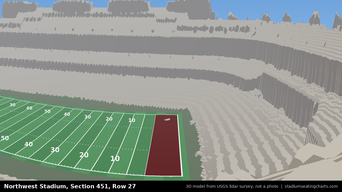 View from Northwest Stadium Section 451, Row 27, looking toward the field