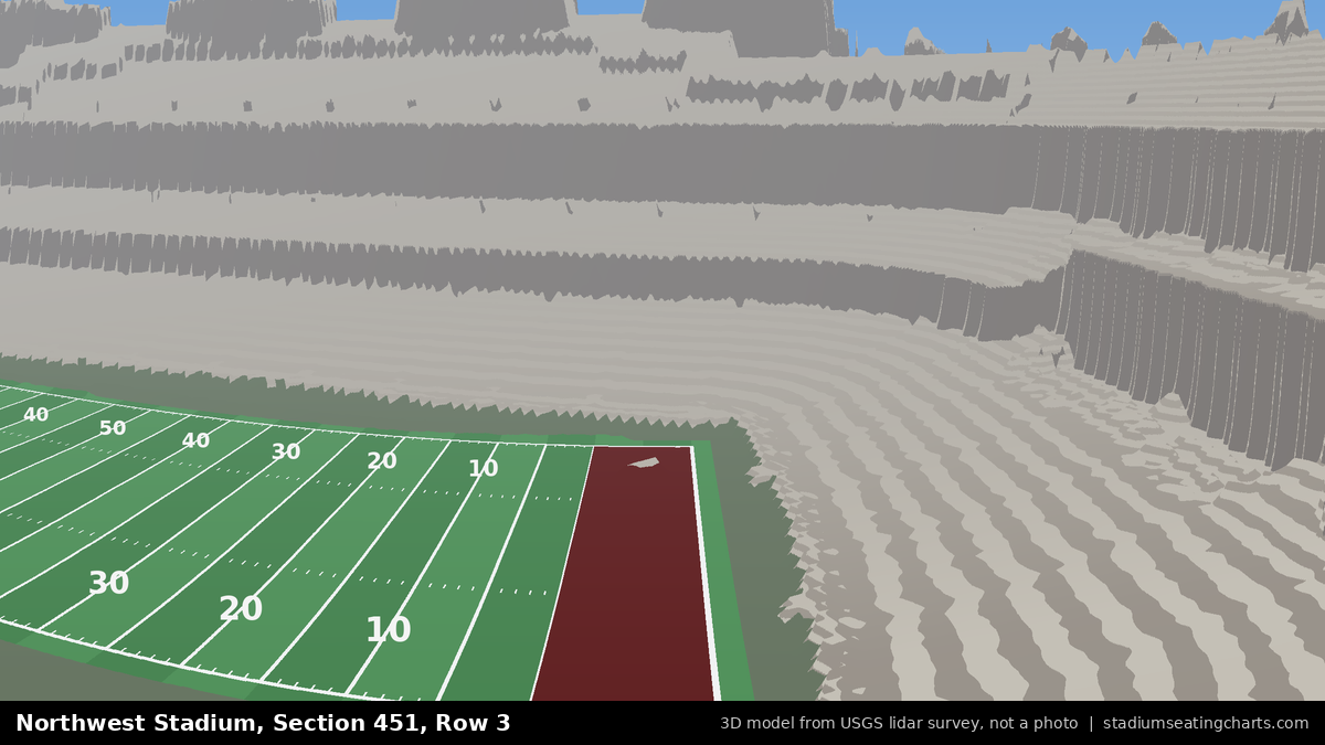 View from Northwest Stadium Section 451, Row 3, looking toward the field