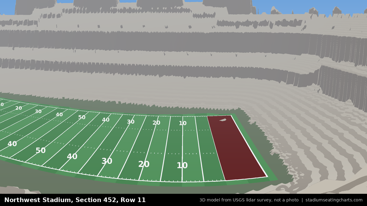 View from Northwest Stadium Section 452, Row 11, looking toward the field