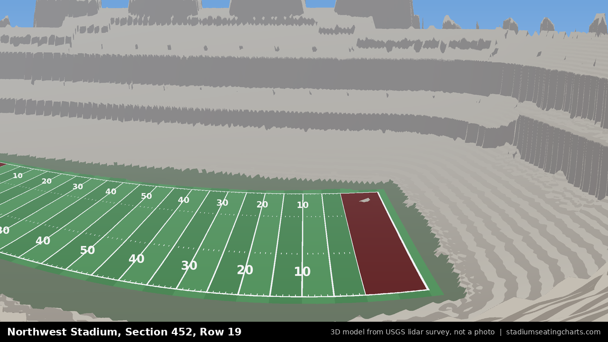 View from Northwest Stadium Section 452, Row 19, looking toward the field