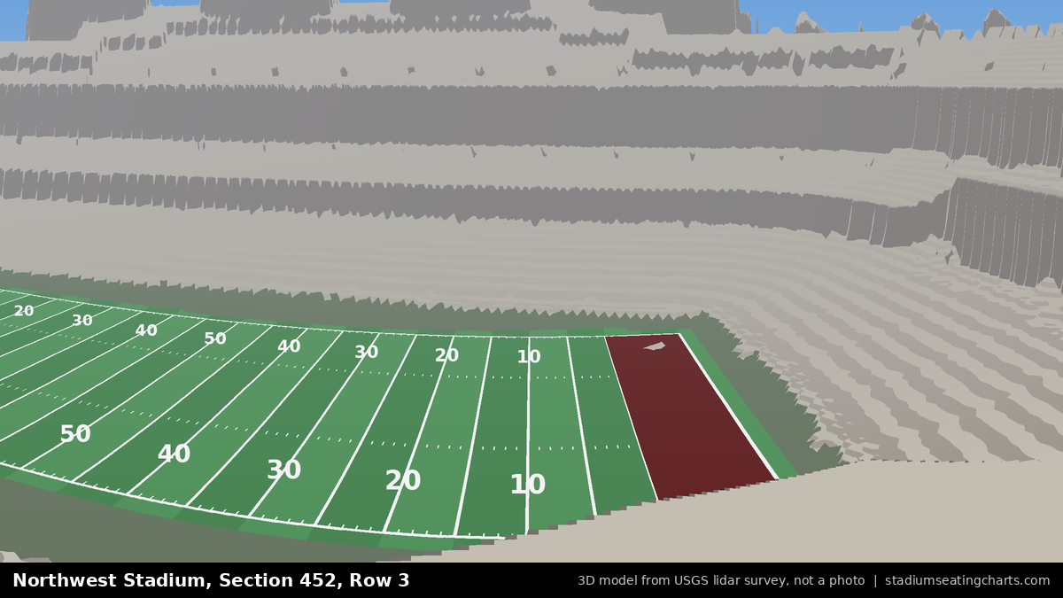 View from Northwest Stadium Section 452, Row 3, looking toward the field