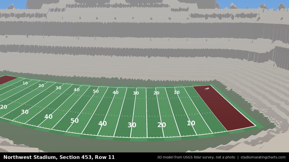 View from Northwest Stadium Section 453, Row 11, looking toward the field