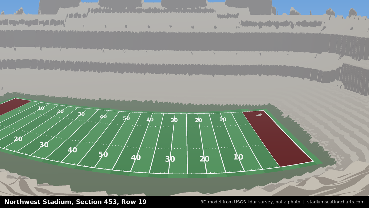 View from Northwest Stadium Section 453, Row 19, looking toward the field