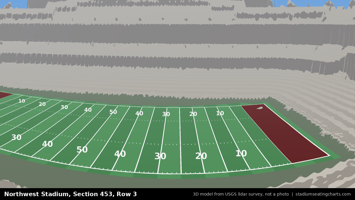 View from Northwest Stadium Section 453, Row 3, looking toward the field