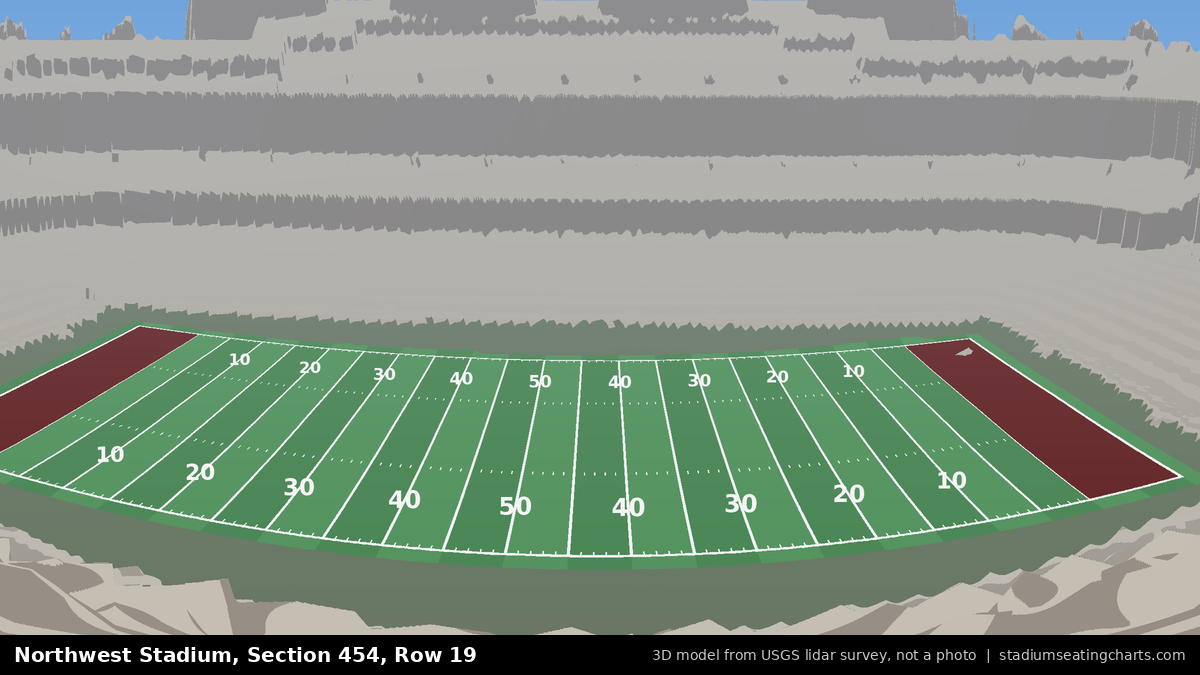 View from Northwest Stadium Section 454, Row 19, looking toward the field