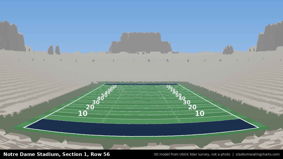 View from Notre Dame Stadium Section 1, Row 56, looking toward the field