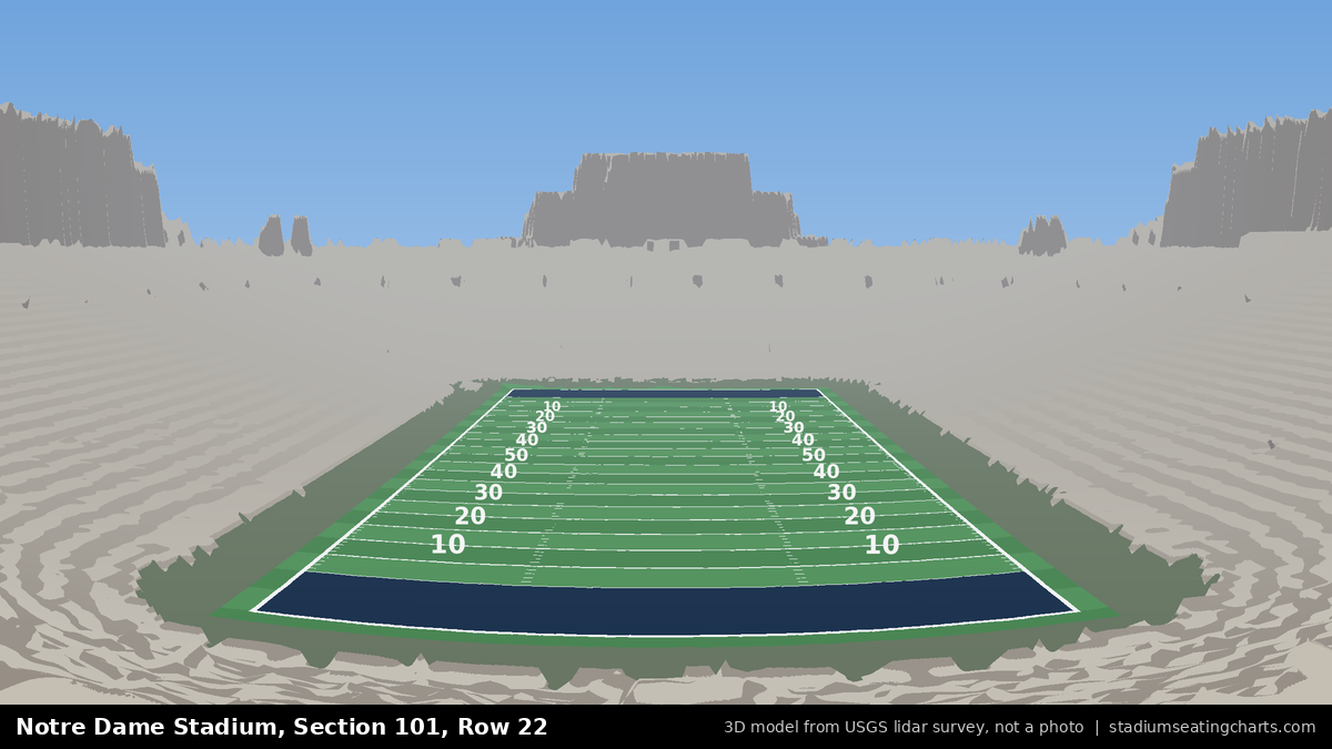 View from Notre Dame Stadium Section 101, Row 22, looking toward the field