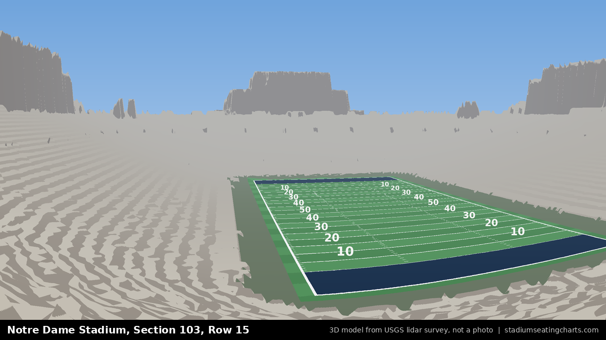 View from Notre Dame Stadium Section 103, Row 15, looking toward the field
