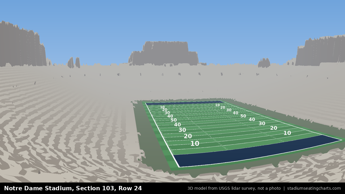 View from Notre Dame Stadium Section 103, Row 24, looking toward the field