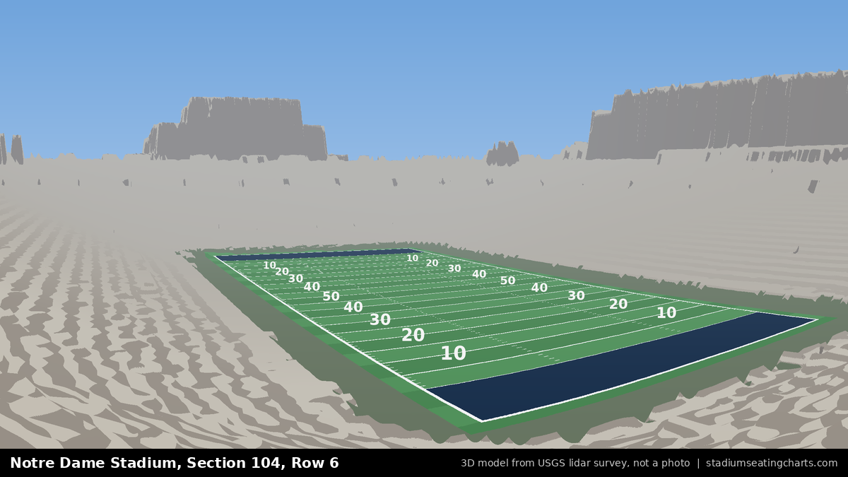 View from Notre Dame Stadium Section 104, Row 6, looking toward the field