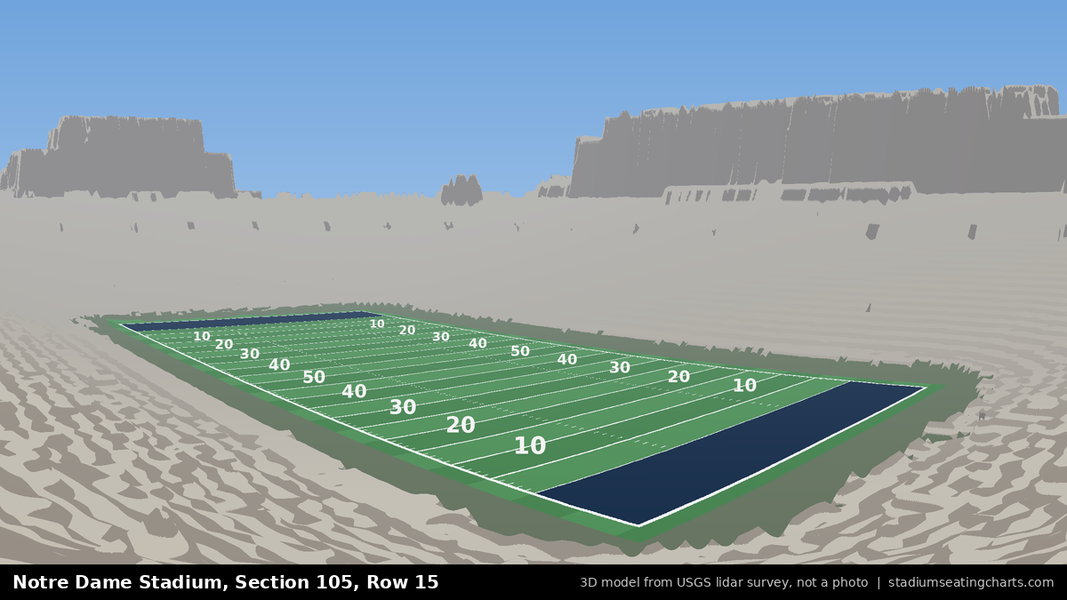 View from Notre Dame Stadium Section 105, Row 15, looking toward the field