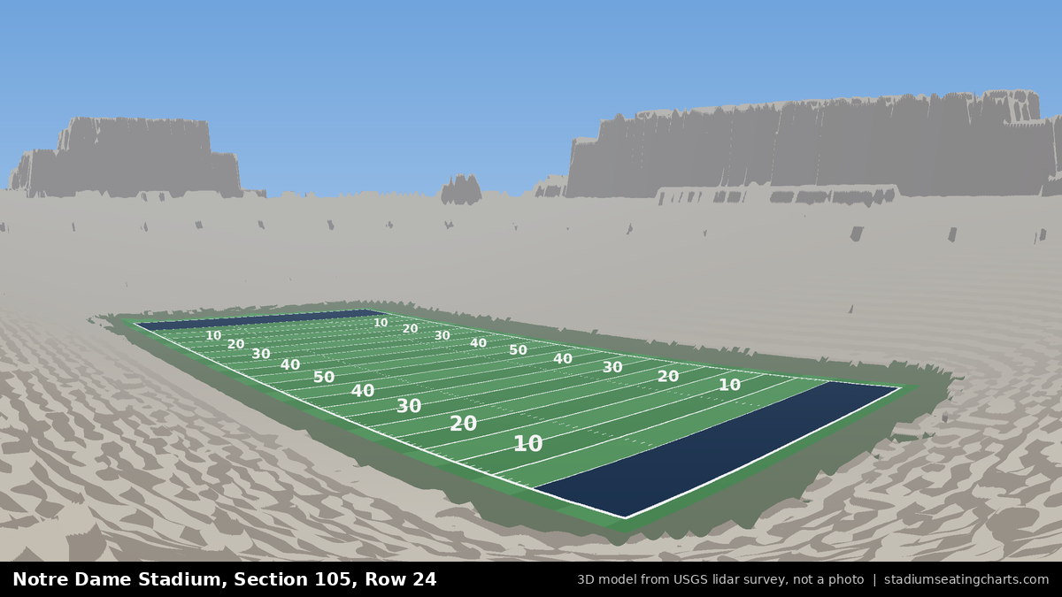 View from Notre Dame Stadium Section 105, Row 24, looking toward the field