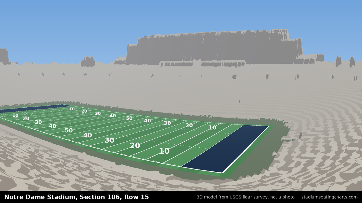 View from Notre Dame Stadium Section 106, Row 15, looking toward the field