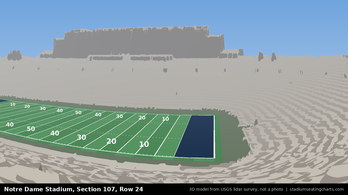 View from Notre Dame Stadium Section 107, Row 24, looking toward the field