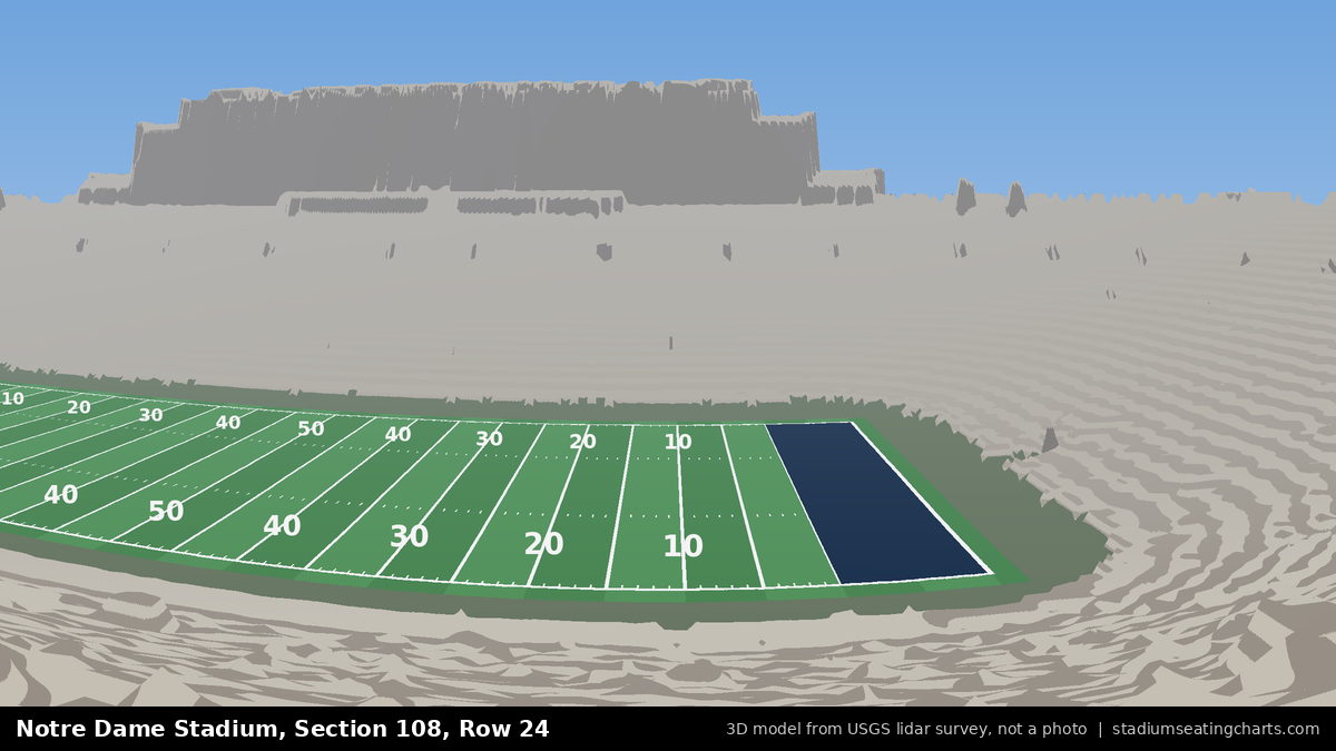 View from Notre Dame Stadium Section 108, Row 24, looking toward the field