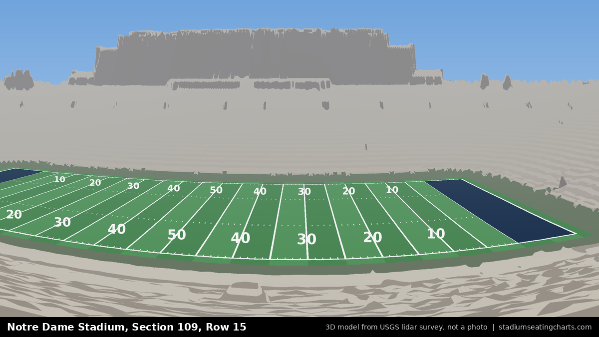 View from Notre Dame Stadium Section 109, Row 15, looking toward the field