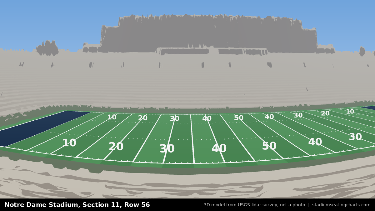 View from Notre Dame Stadium Section 11, Row 56, looking toward the field