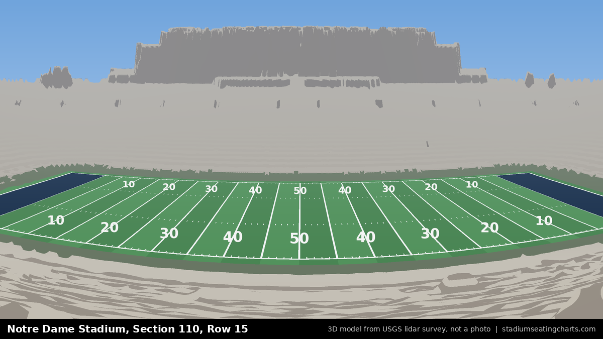 View from Notre Dame Stadium Section 110, Row 15, looking toward the field