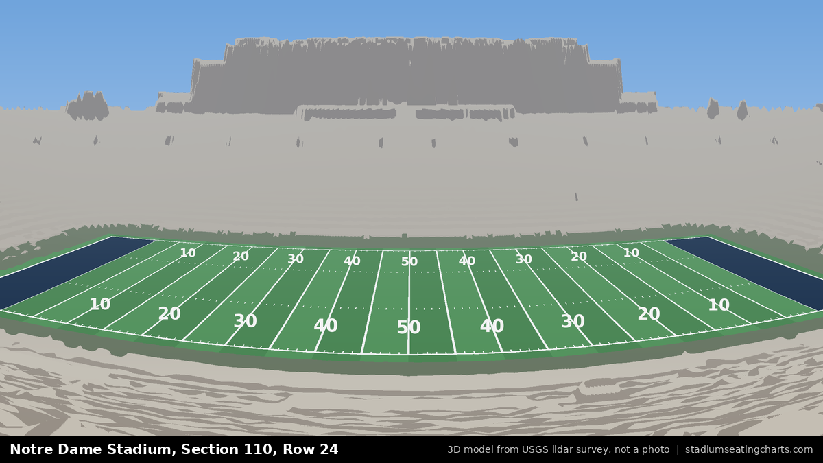 View from Notre Dame Stadium Section 110, Row 24, looking toward the field