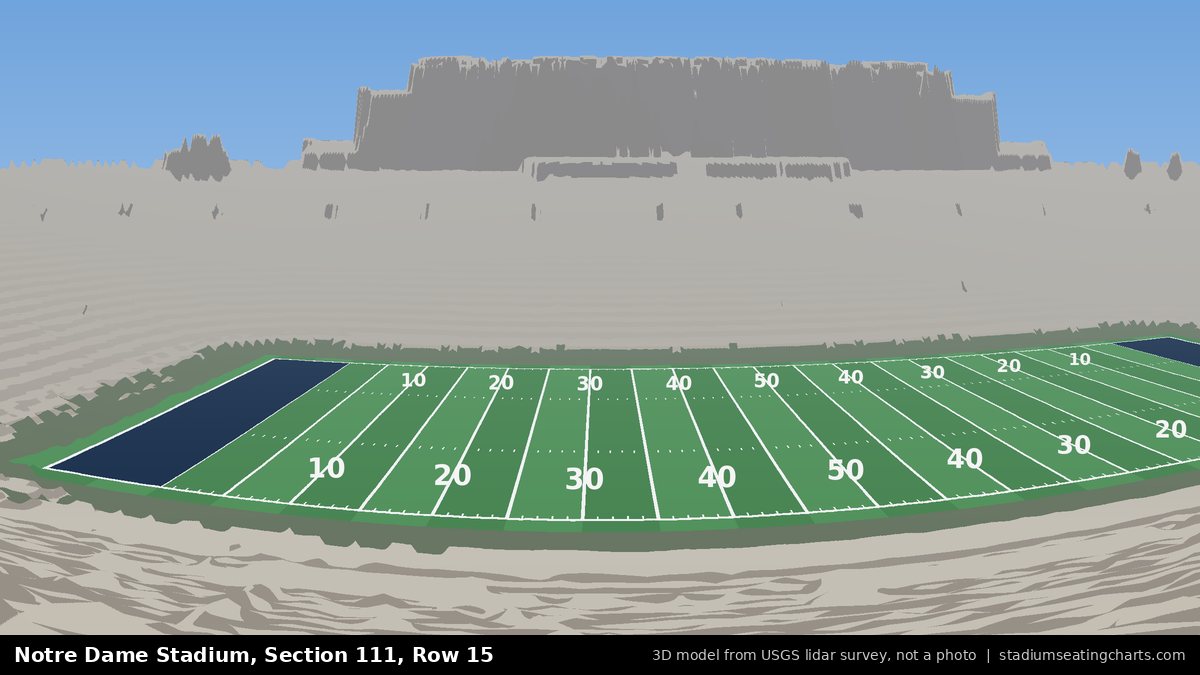 View from Notre Dame Stadium Section 111, Row 15, looking toward the field