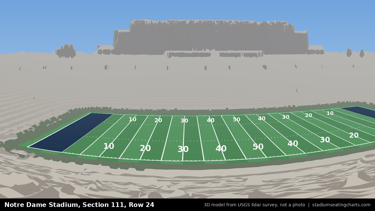 View from Notre Dame Stadium Section 111, Row 24, looking toward the field