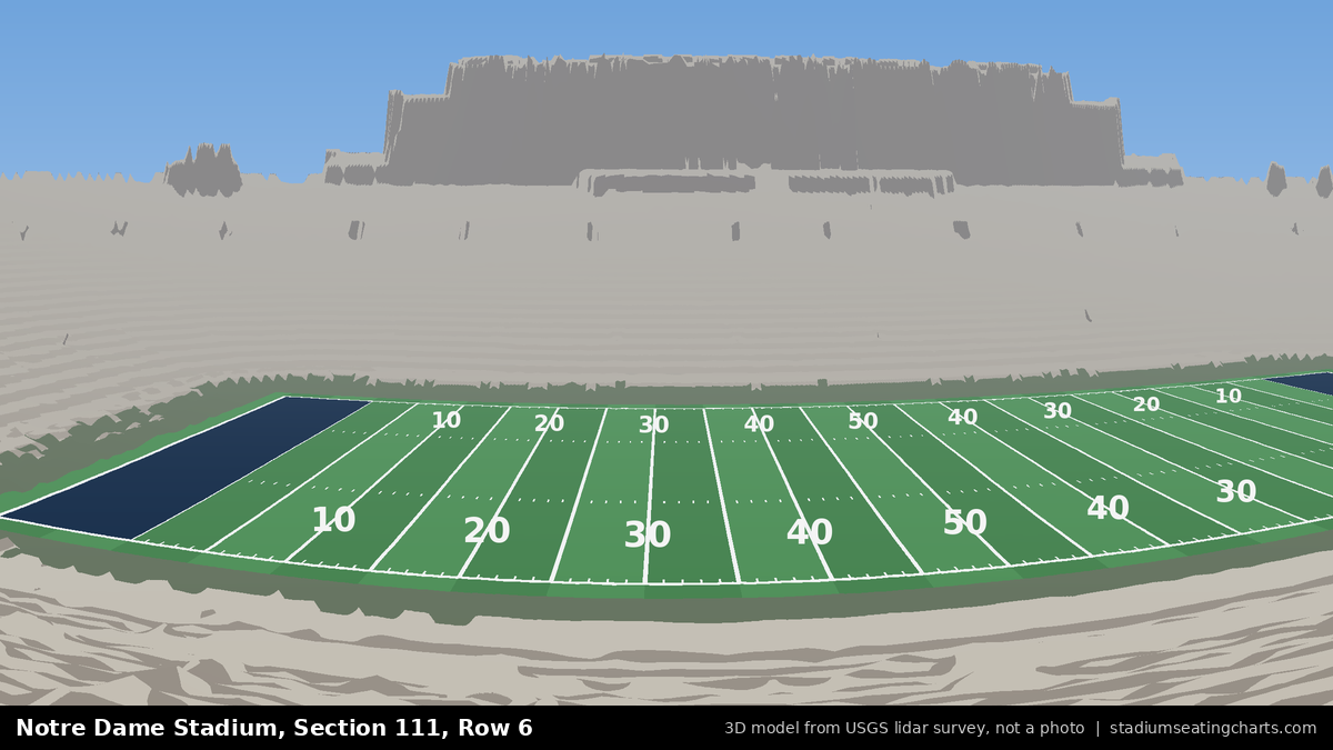 View from Notre Dame Stadium Section 111, Row 6, looking toward the field
