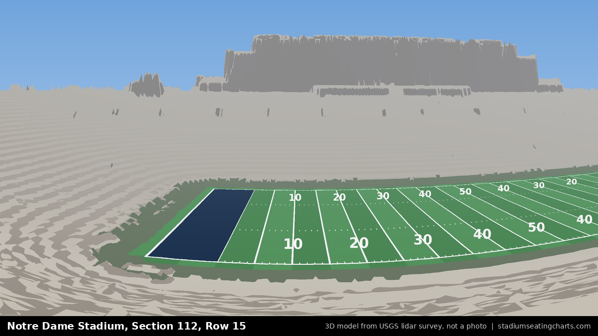 View from Notre Dame Stadium Section 112, Row 15, looking toward the field