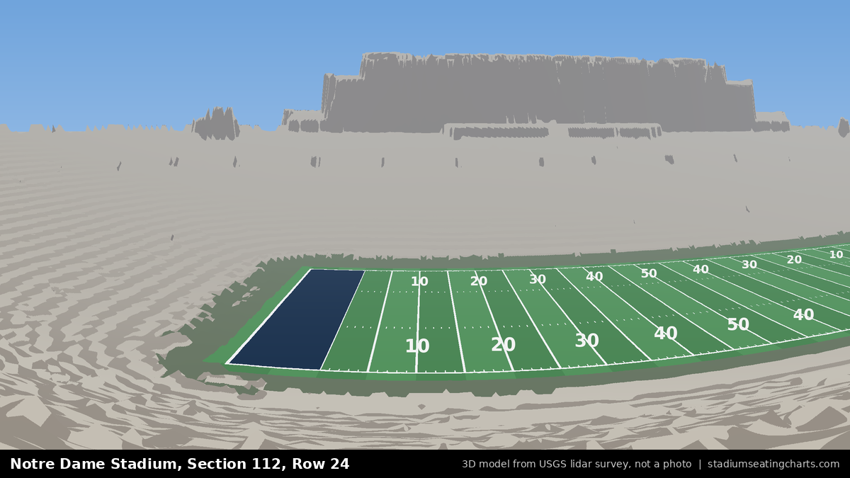 View from Notre Dame Stadium Section 112, Row 24, looking toward the field