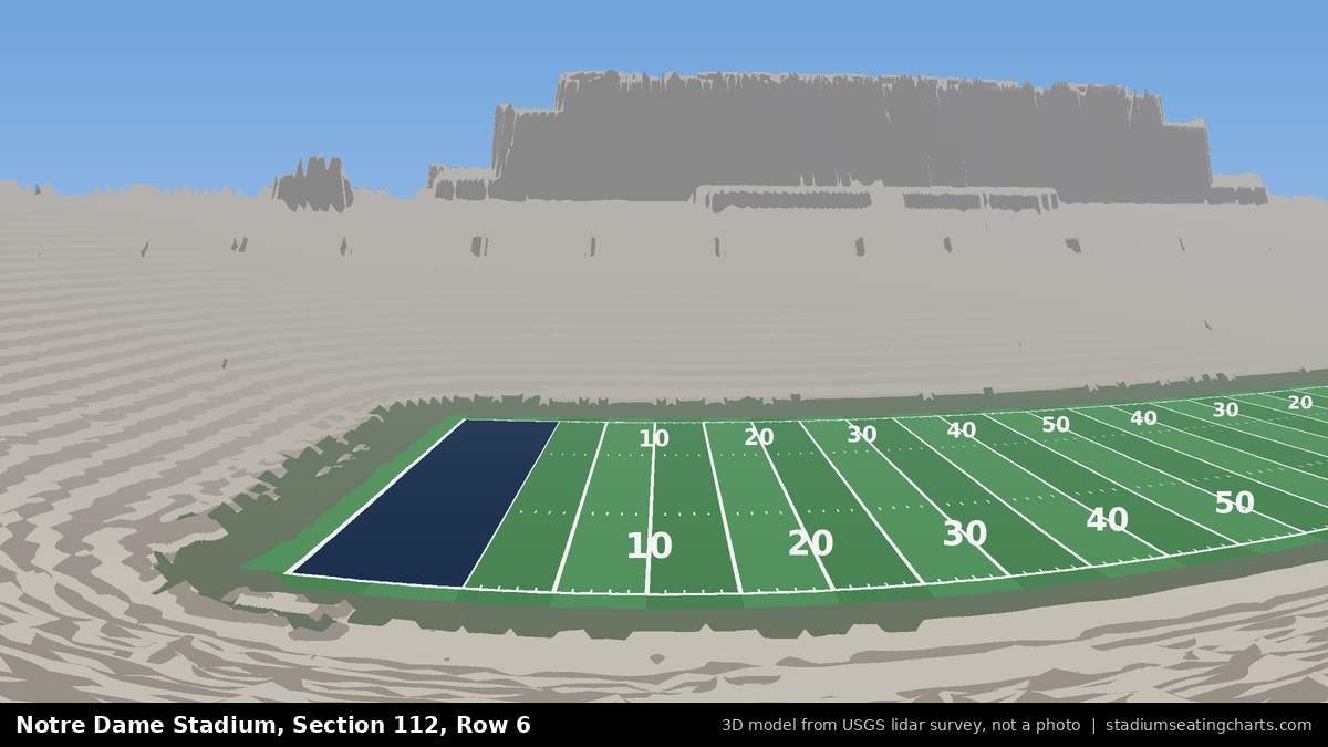 View from Notre Dame Stadium Section 112, Row 6, looking toward the field