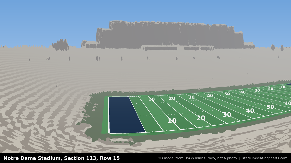 View from Notre Dame Stadium Section 113, Row 15, looking toward the field