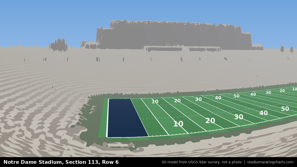 View from Notre Dame Stadium Section 113, Row 6, looking toward the field