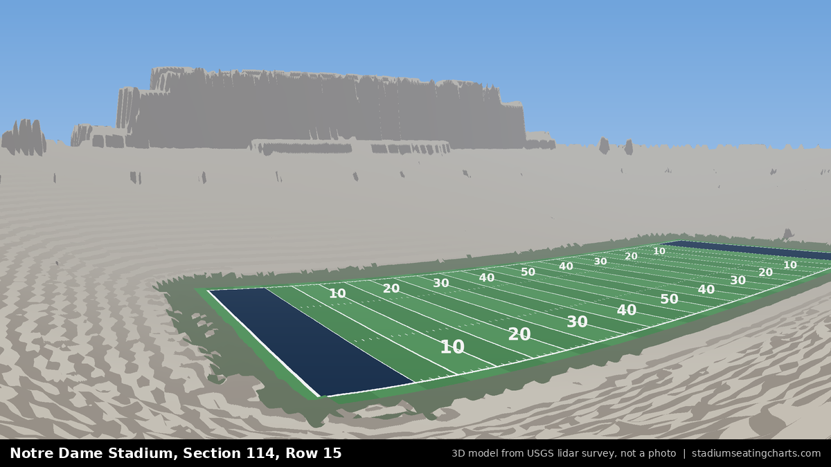 View from Notre Dame Stadium Section 114, Row 15, looking toward the field